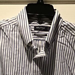 Nautica Dress Shirt Blue/White LS (LG)